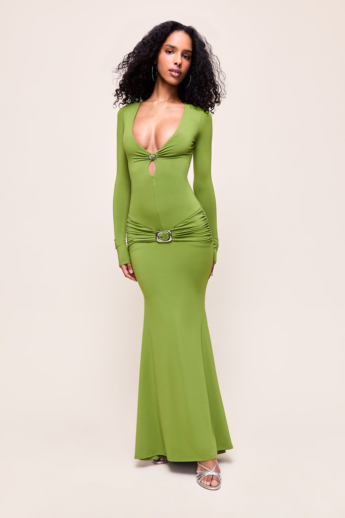 Liora Long Sleeve Dress in Green Gem 