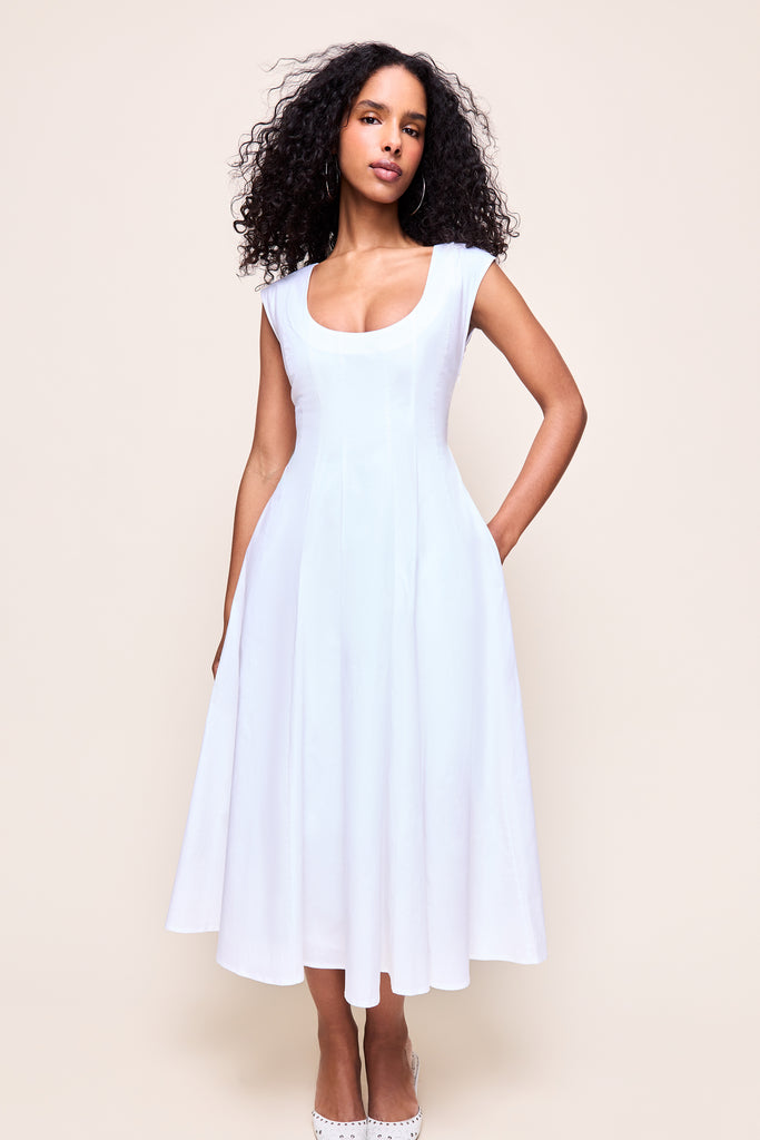 Leila Cotton Dress in White 