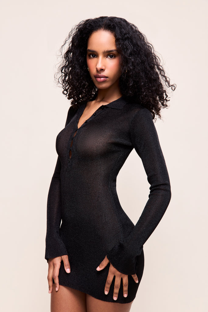 Lilou Mini Dress in Metallic Black 
