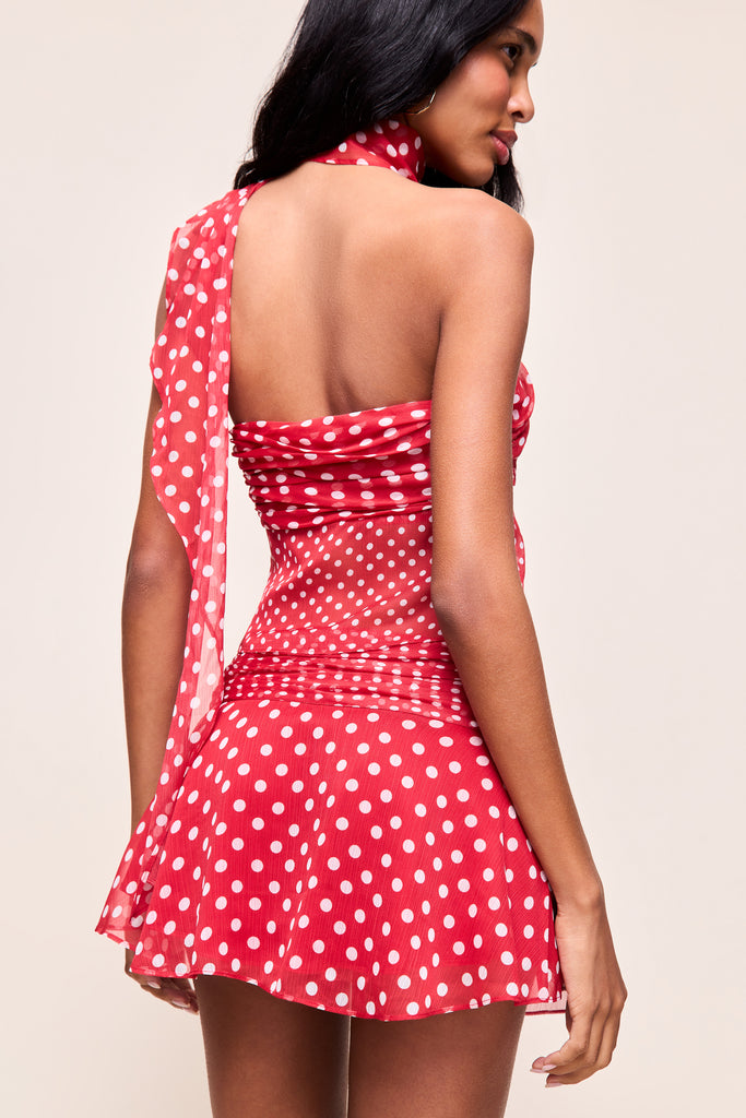 CHIFFON WRAP TOP in Red Love Polka Dot 
