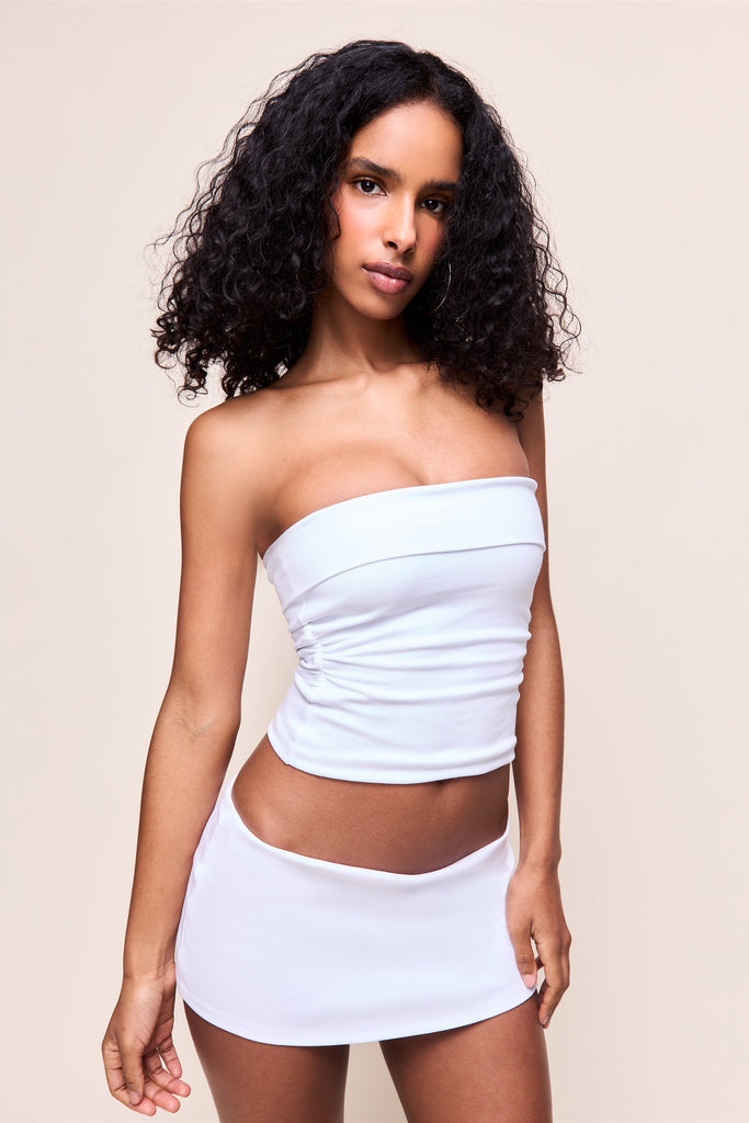 Fold Over Tube Top in White