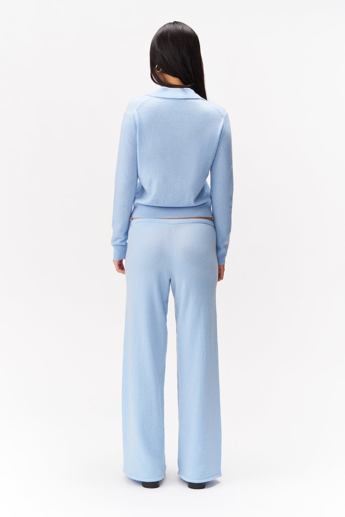Catherine Cashmere Polo Sweater in Baby Blue