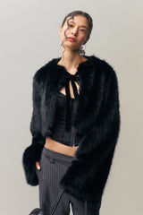 Alyana Faux Fur Jacket in Black