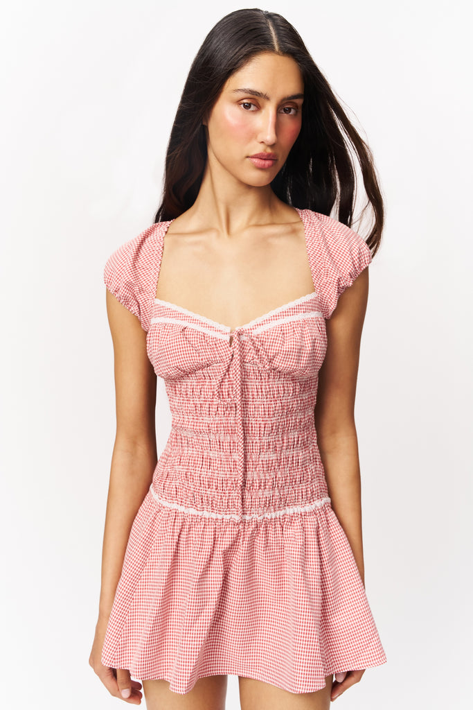 Formentera Mini Dress in Red/White