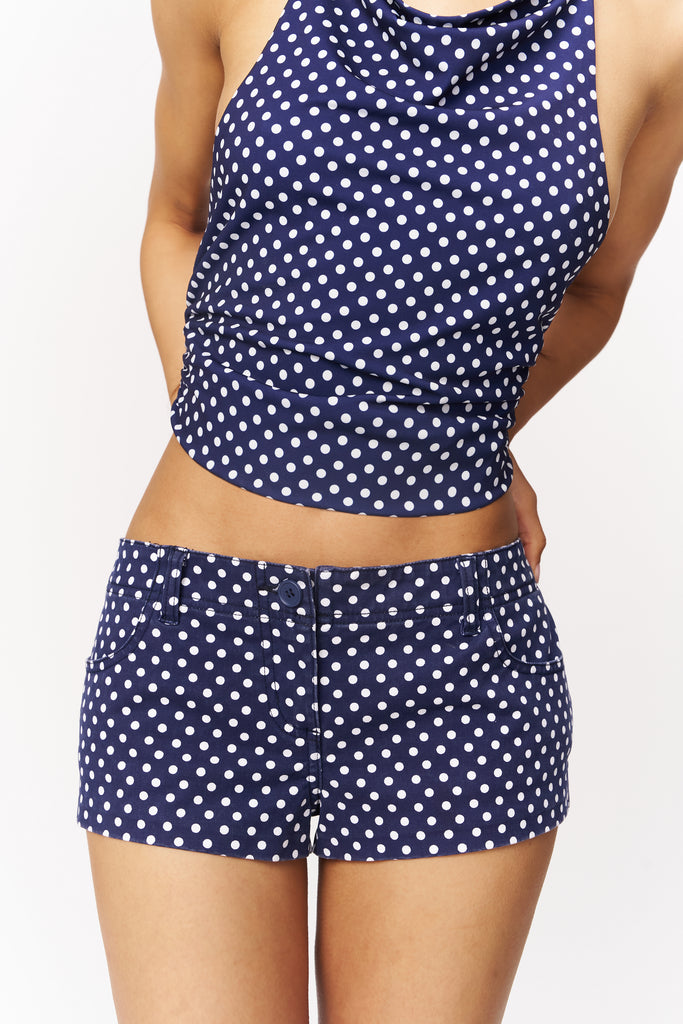 Sloan Short in Navy Polka Dot
