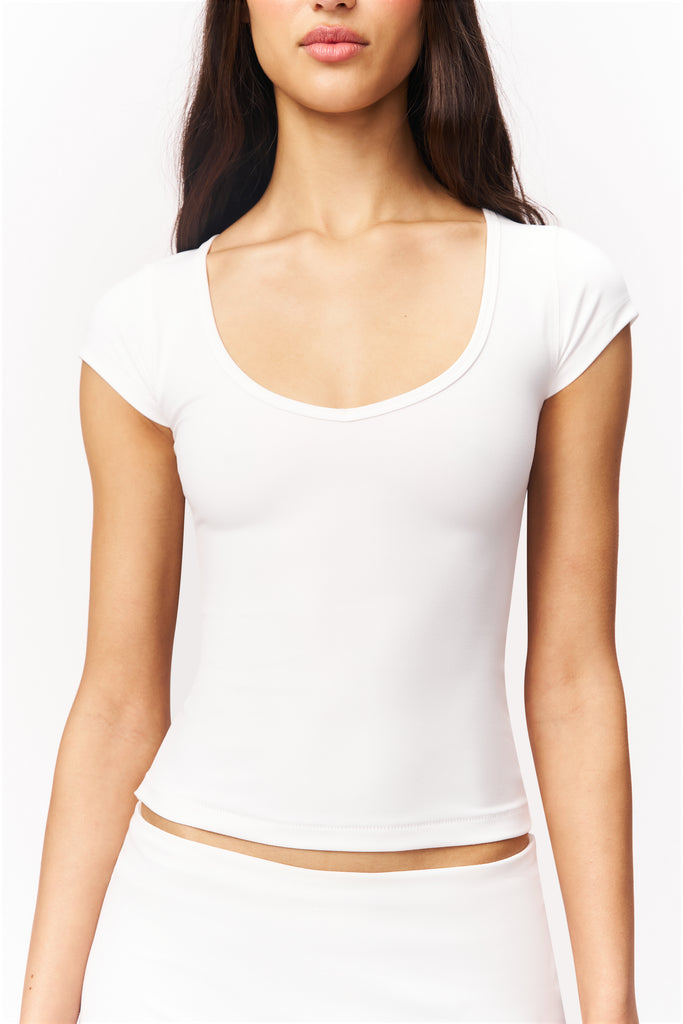 Body V Neck Tee in White