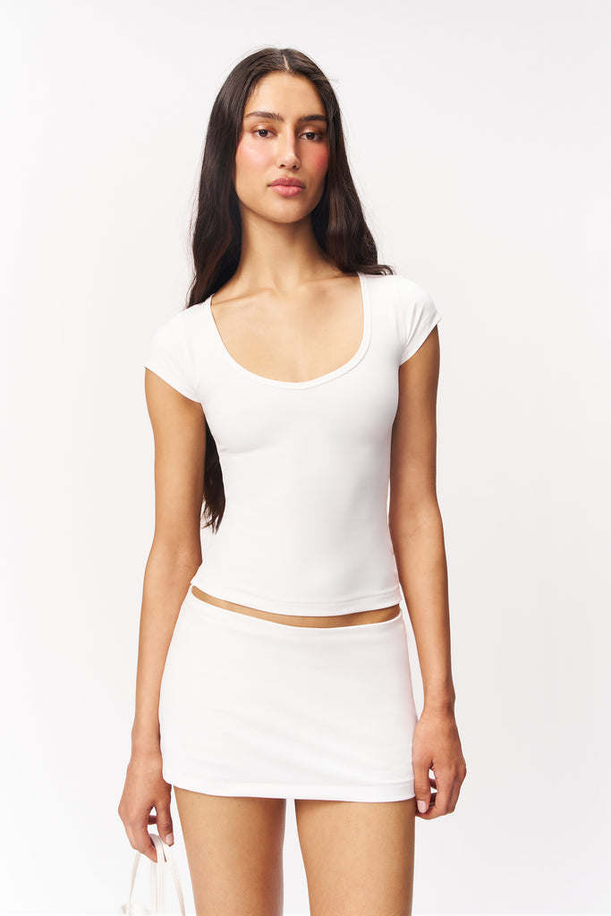 Body V Neck Tee in White