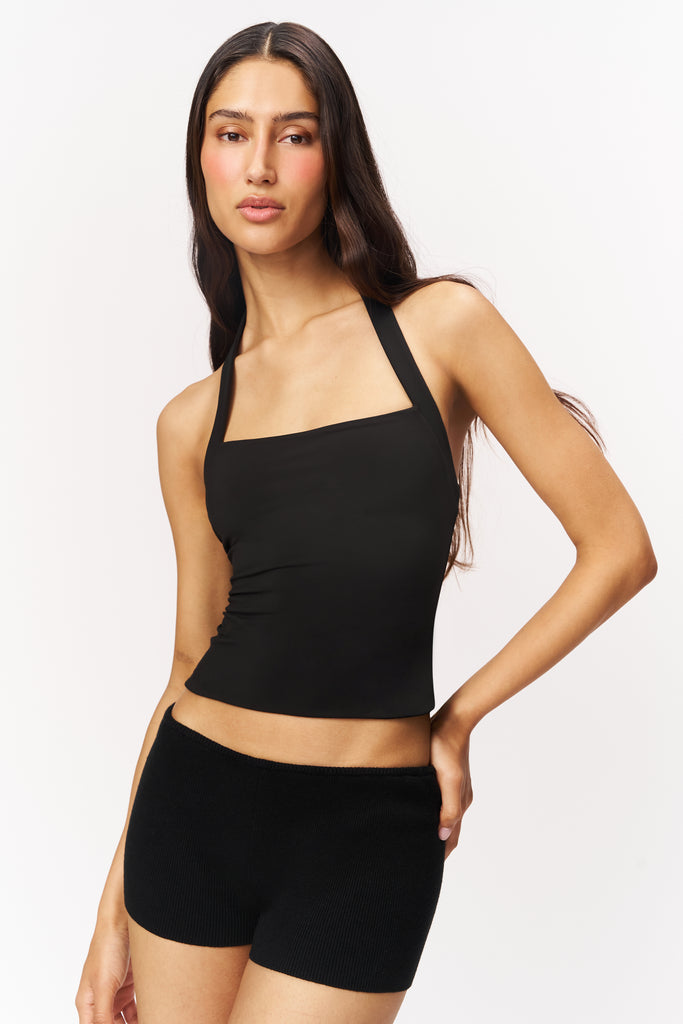 Rib Knit Micro Short in Black