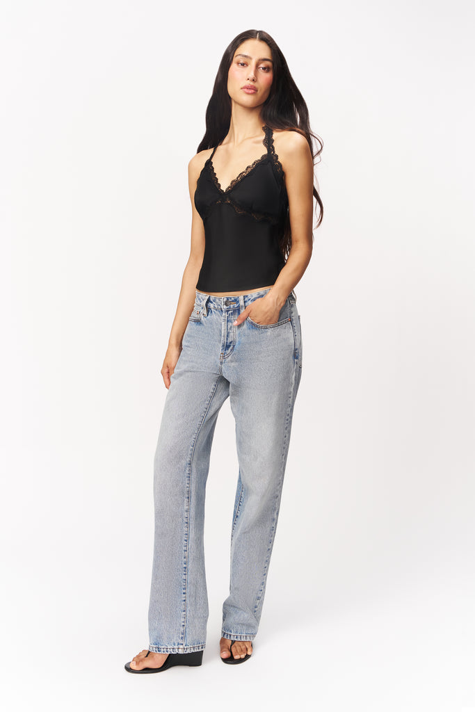 Lucia Lace Trim Cami in Black