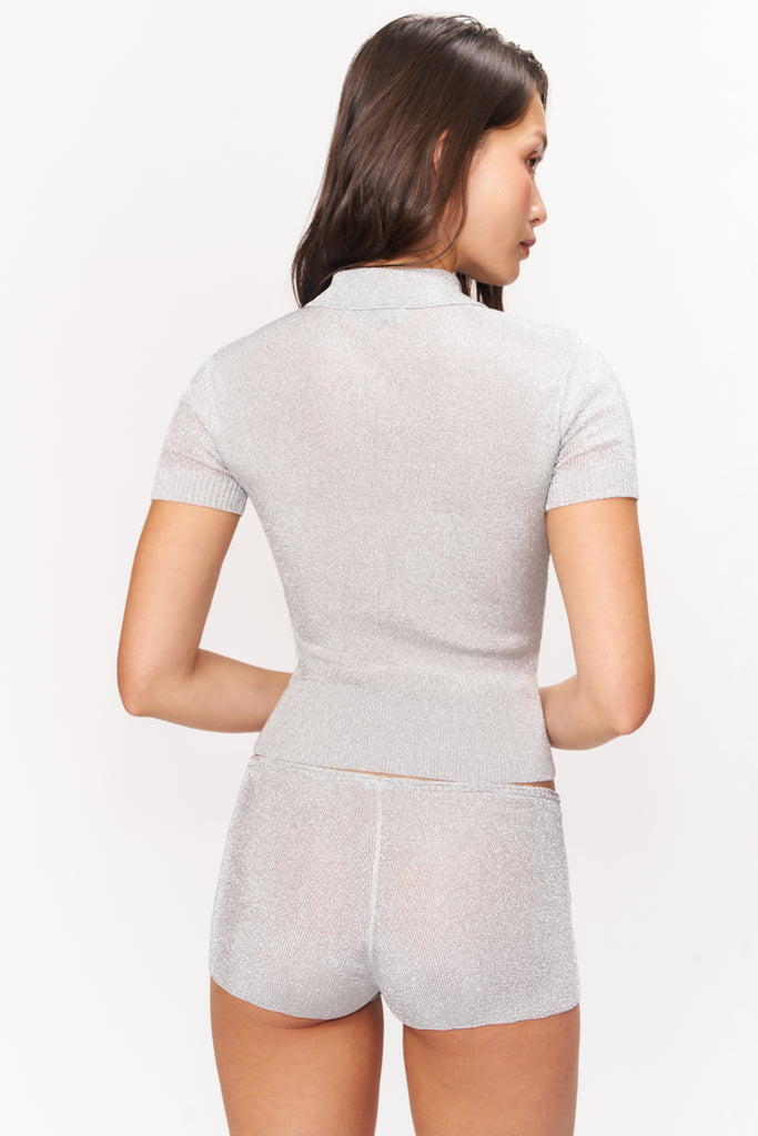 Mateo Metallic Short in Silver