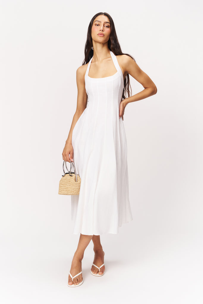 Leila Halter Dress in White