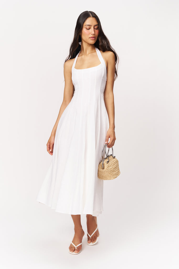 Leila Halter Dress in White