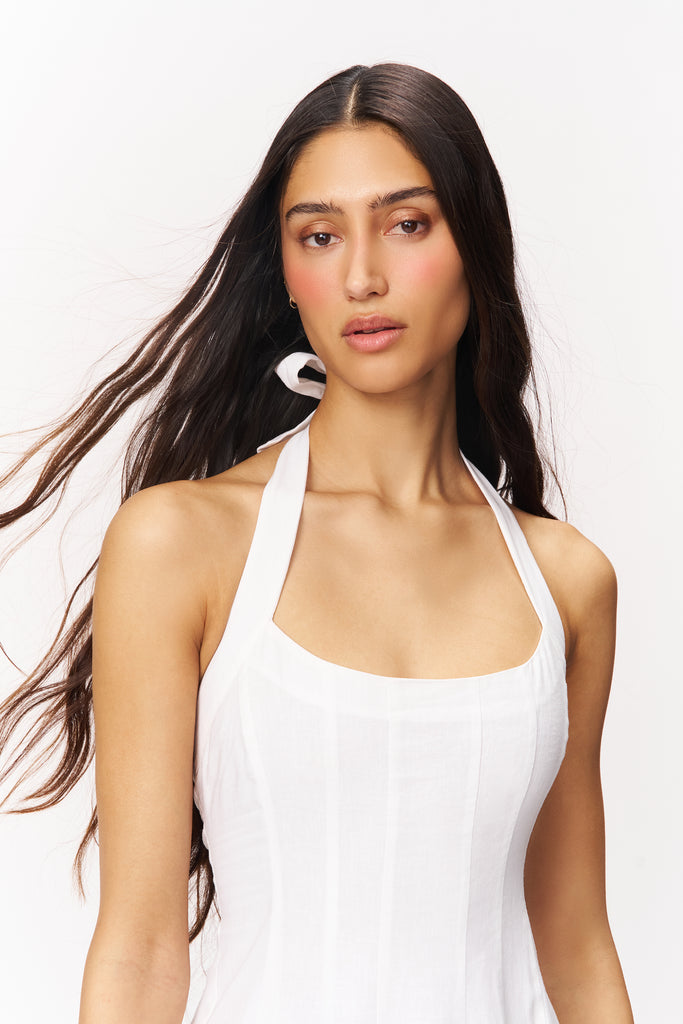 Leila Halter Dress in White