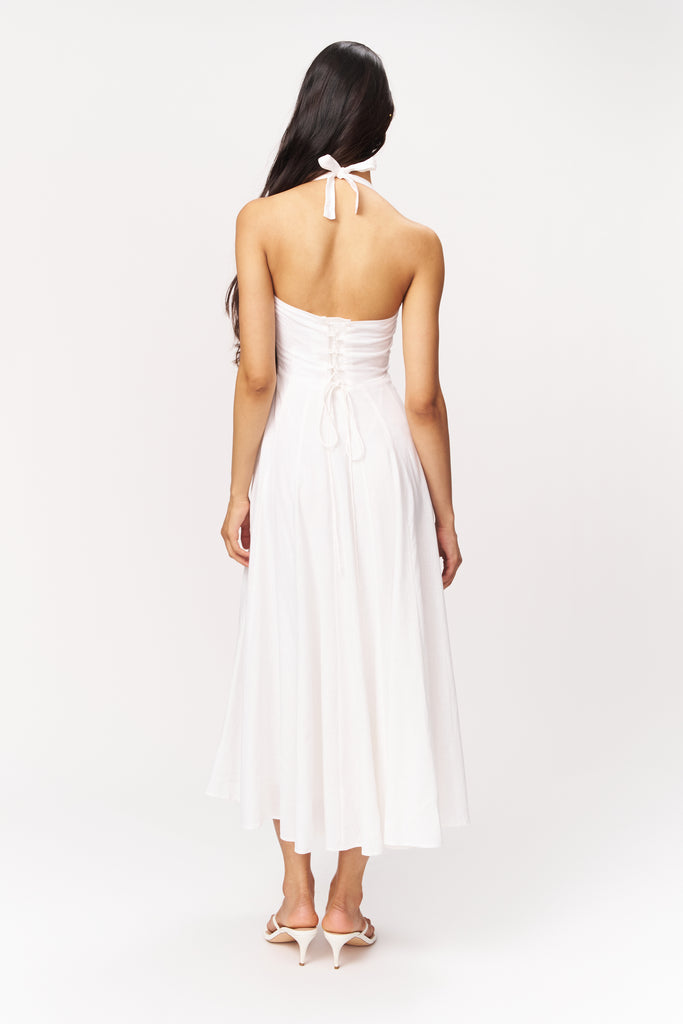Leila Halter Dress in White