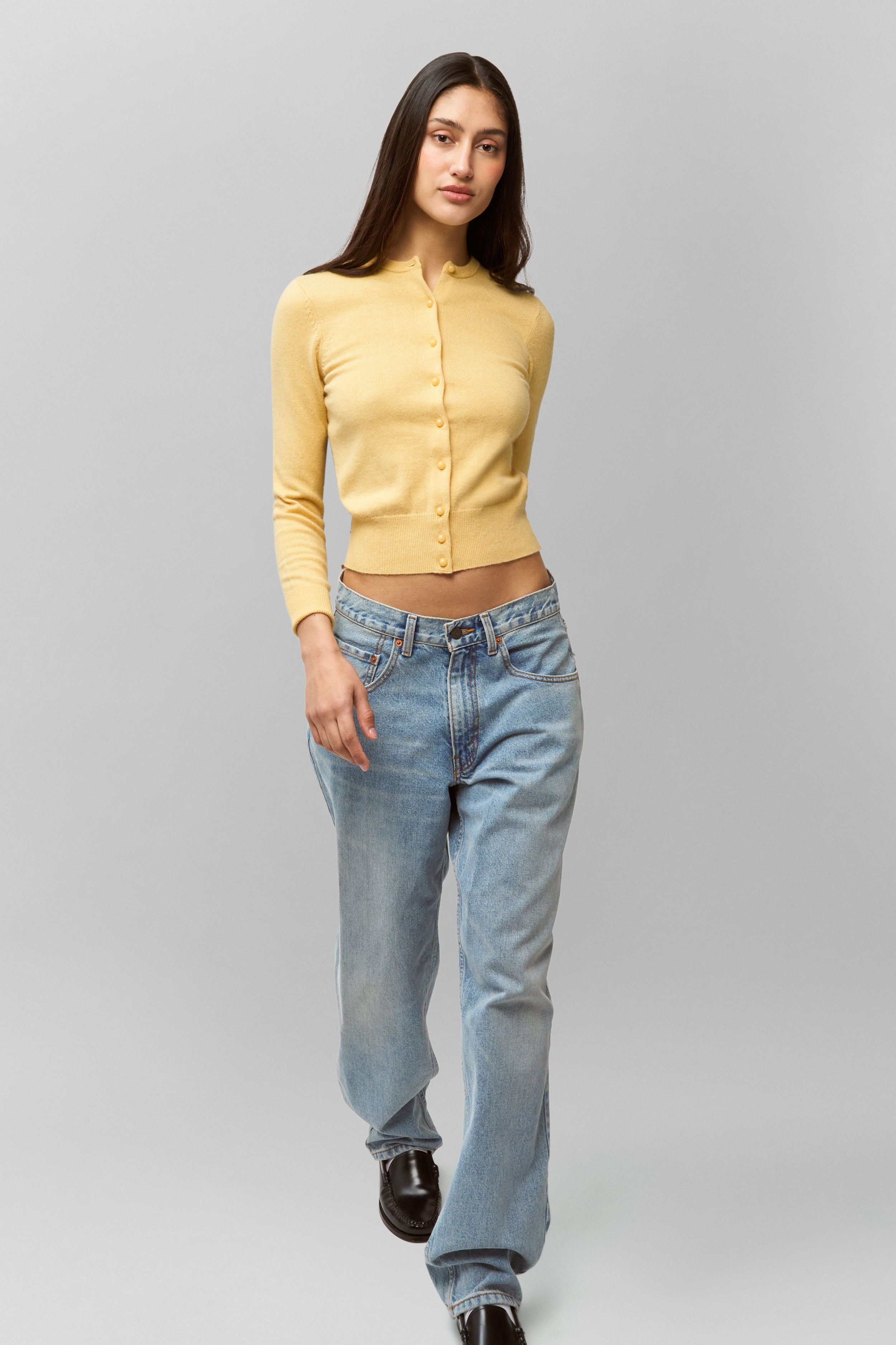 Emelie Cropped Cardigan in Honey Butter