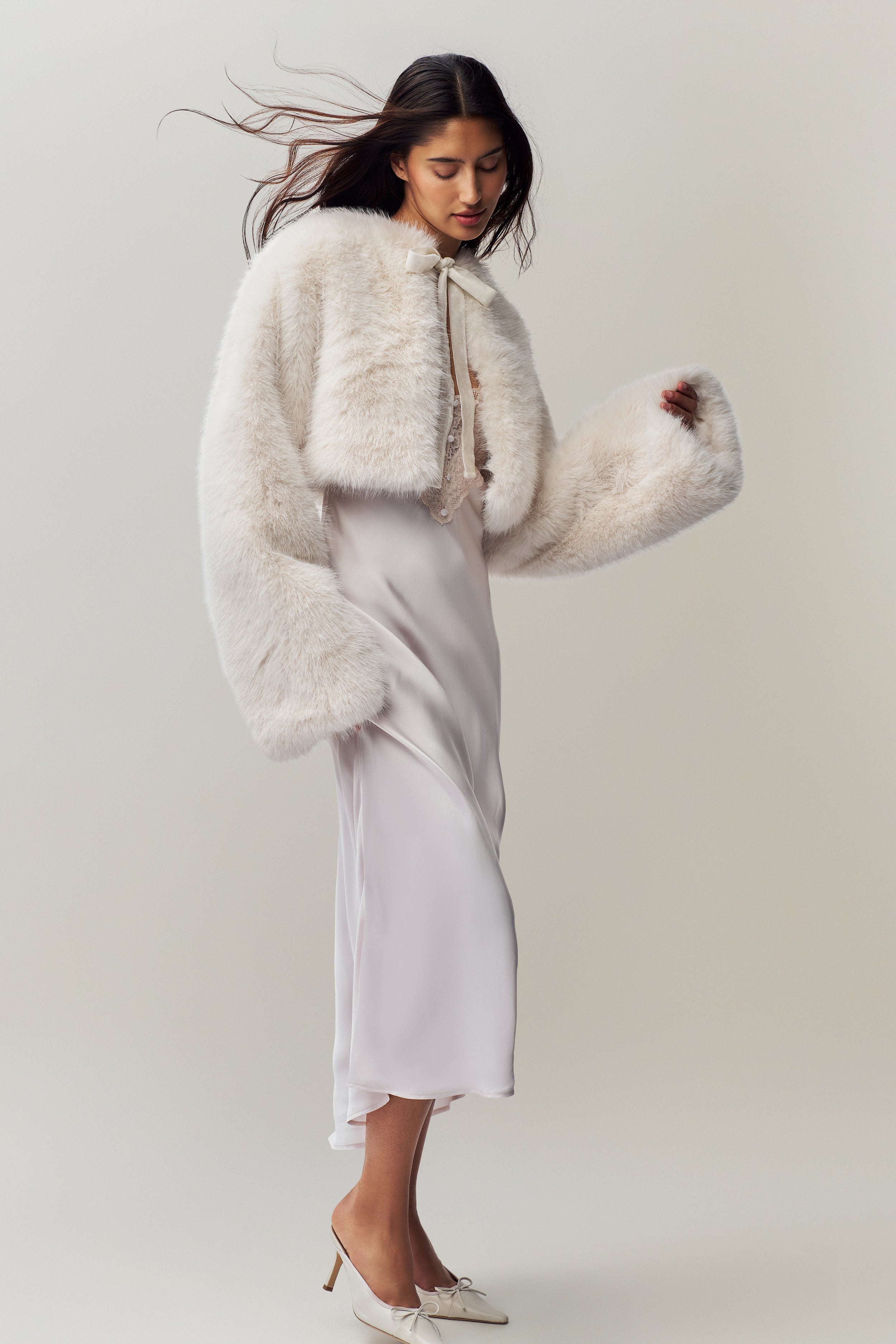 Alyana Faux Fur Jacket in Ivory