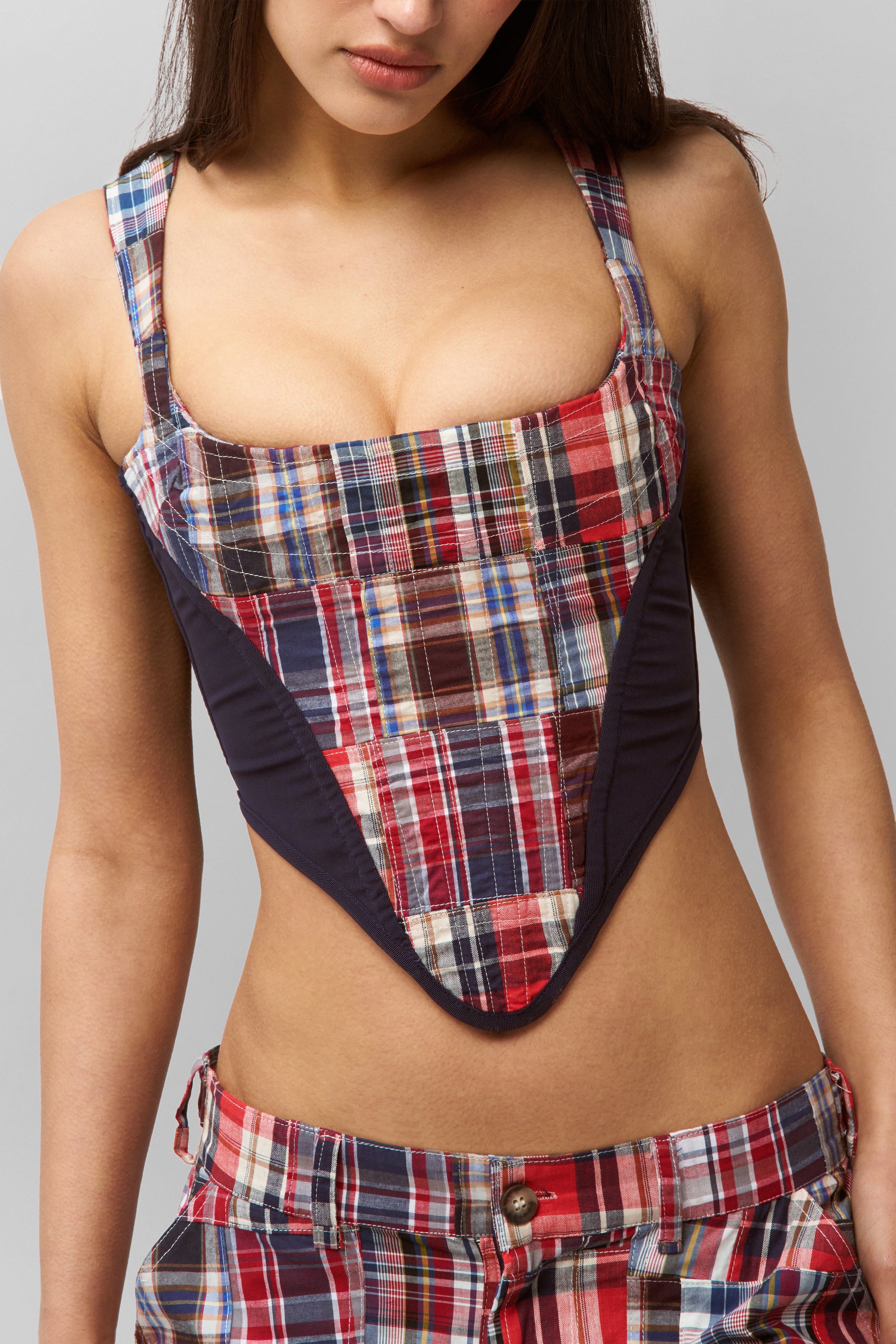 Serene Patchwork Corset in Blue Multi