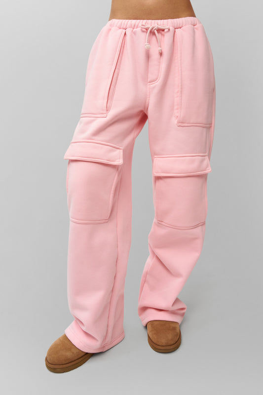 Fleece Cargo Sweatpant in Ballet Slipper