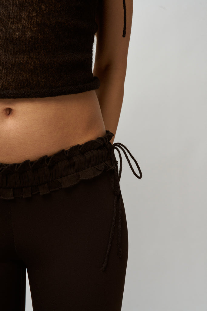 Ruched Side Tie Stretch Pant in Black