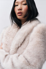 Roxie Faux Fur Coat in Arctic Cream