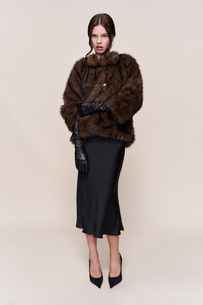 Lucienne Faux Fur Topper in Espresso