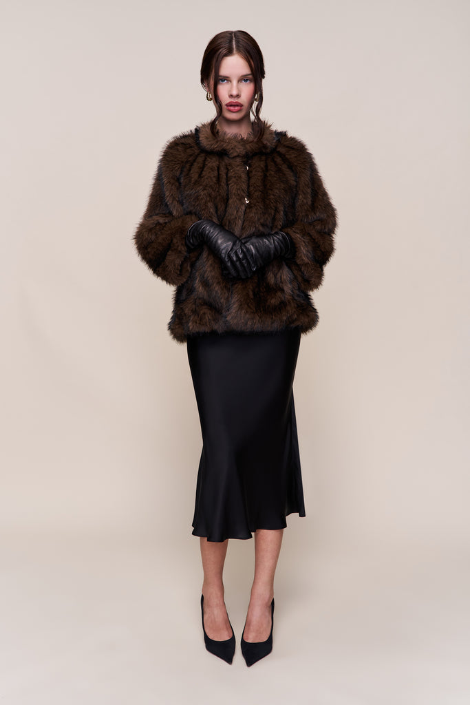 Lucienne Faux Fur Topper in Espresso