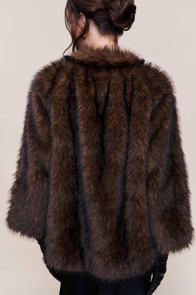 Lucienne Faux Fur Topper in Espresso