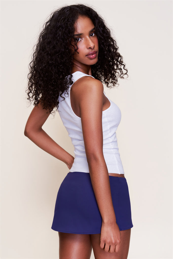 Micro Mini Stretch Skirt in Navy Blue