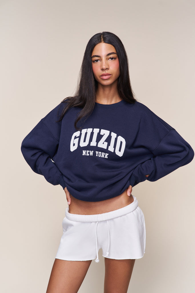 Guizio Fleece Crewneck in Navy