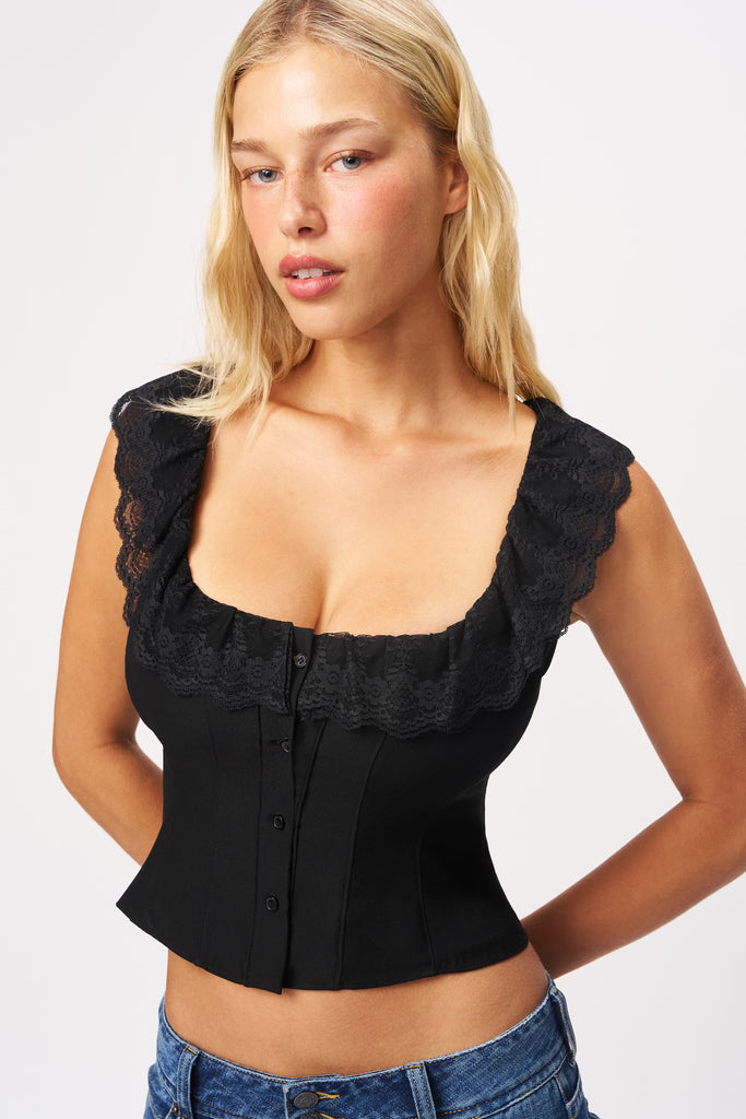 Paloma Lace Top in Black 