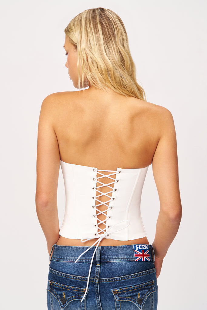 Satin Corset in White