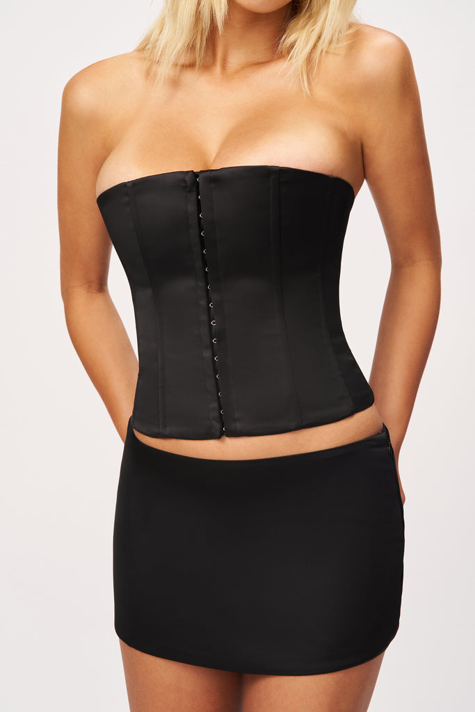 Satin Corset in Black 