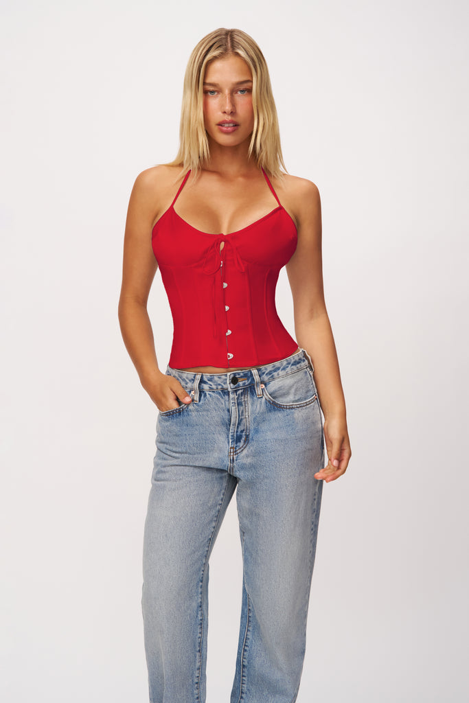 Marini Corset Top in Red Love