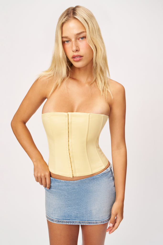 Satin Corset in Buttercream