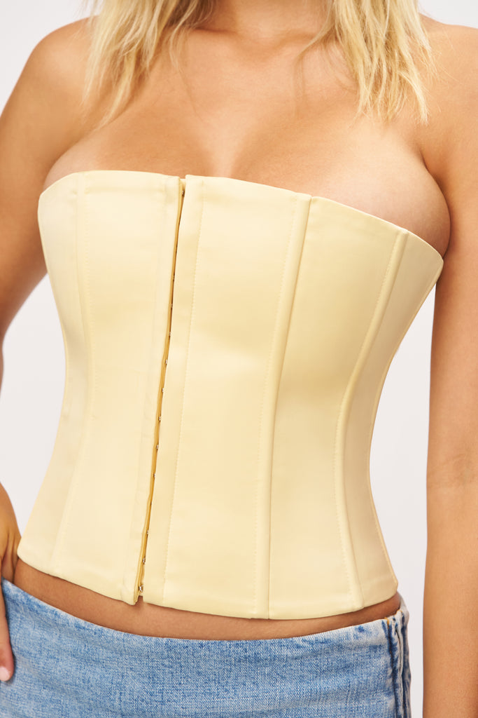 Satin Corset in Buttercream