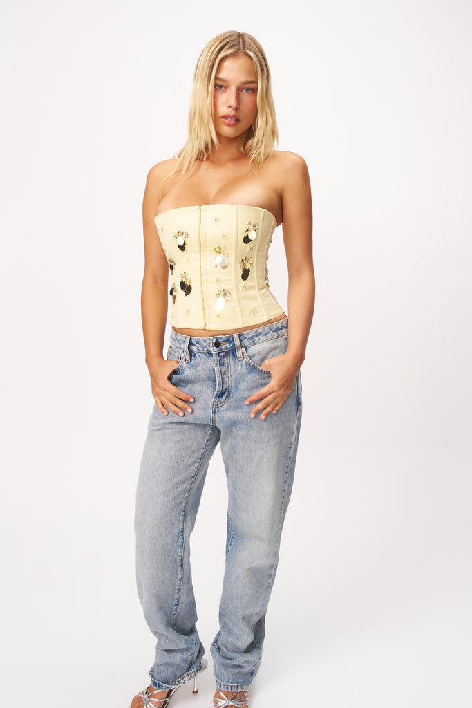 Embellished Satin Corset