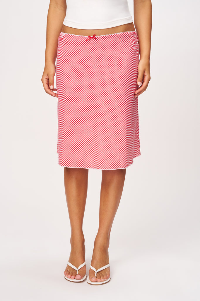Paloma Skirt in Gingham Poppy and White