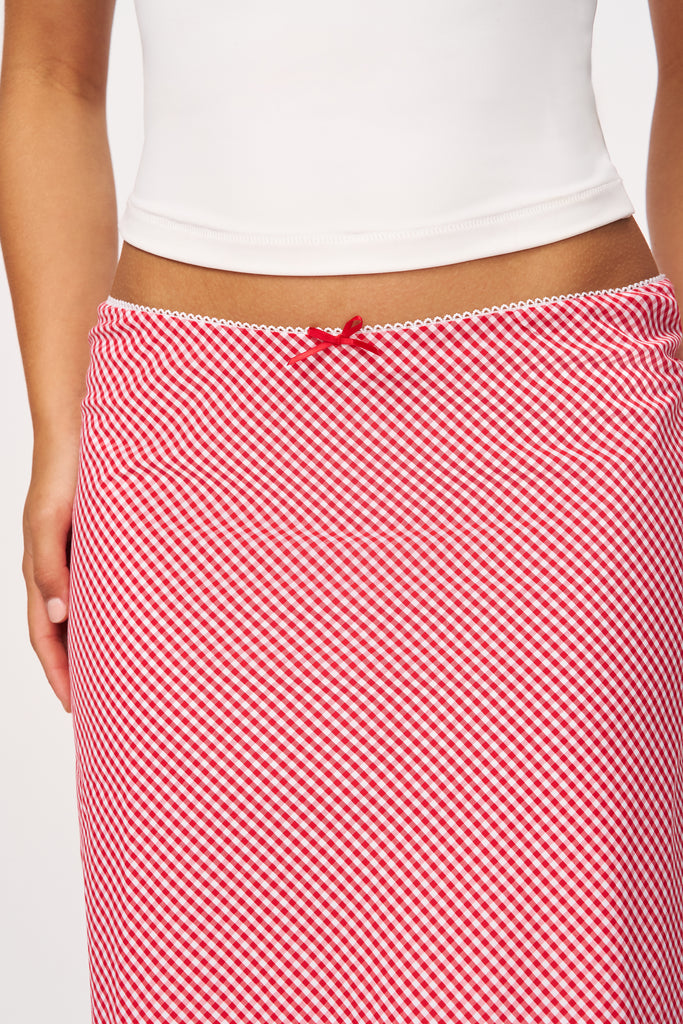 Paloma Skirt in Gingham Poppy and White