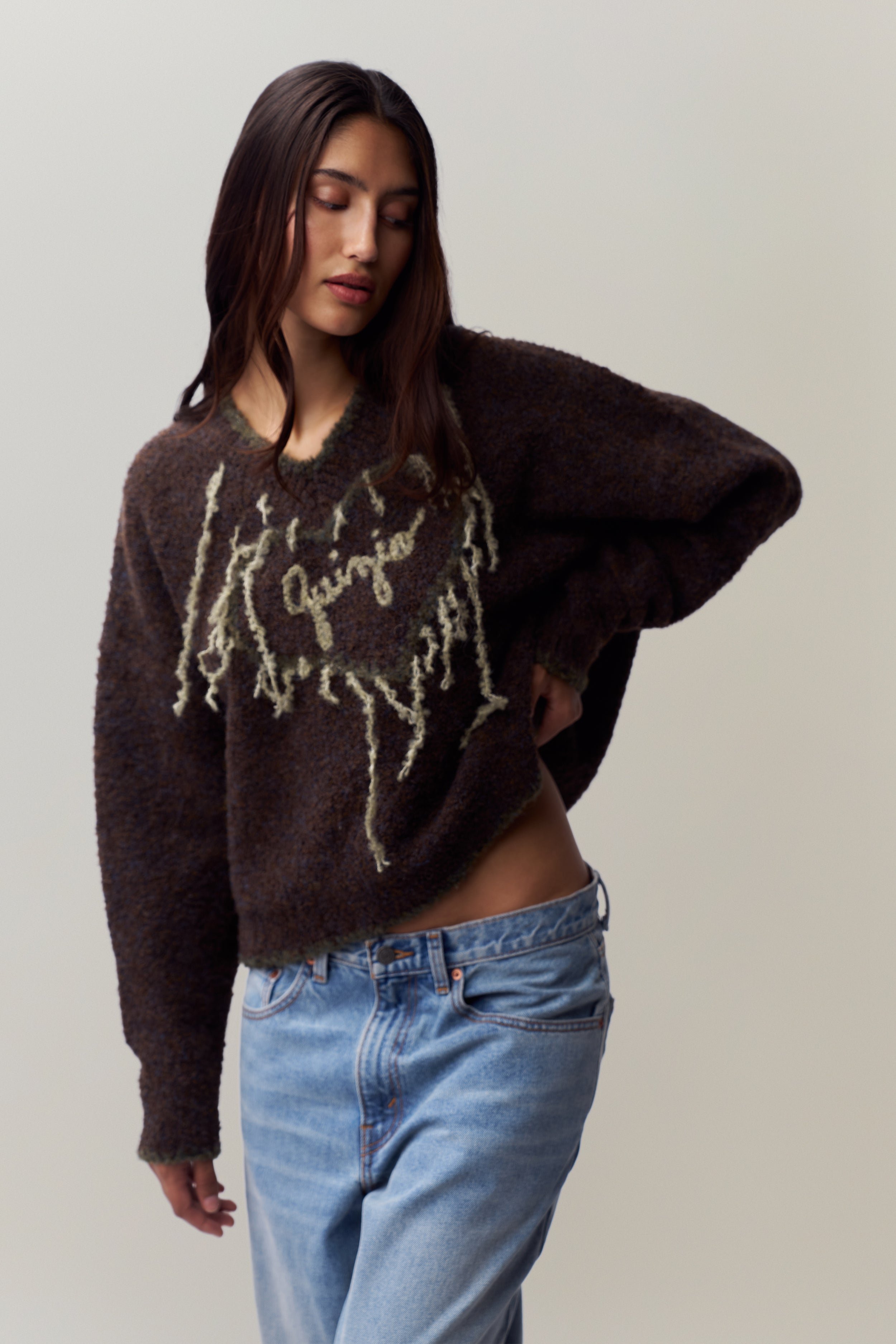 Guizio Heart Sweater in Chocolate