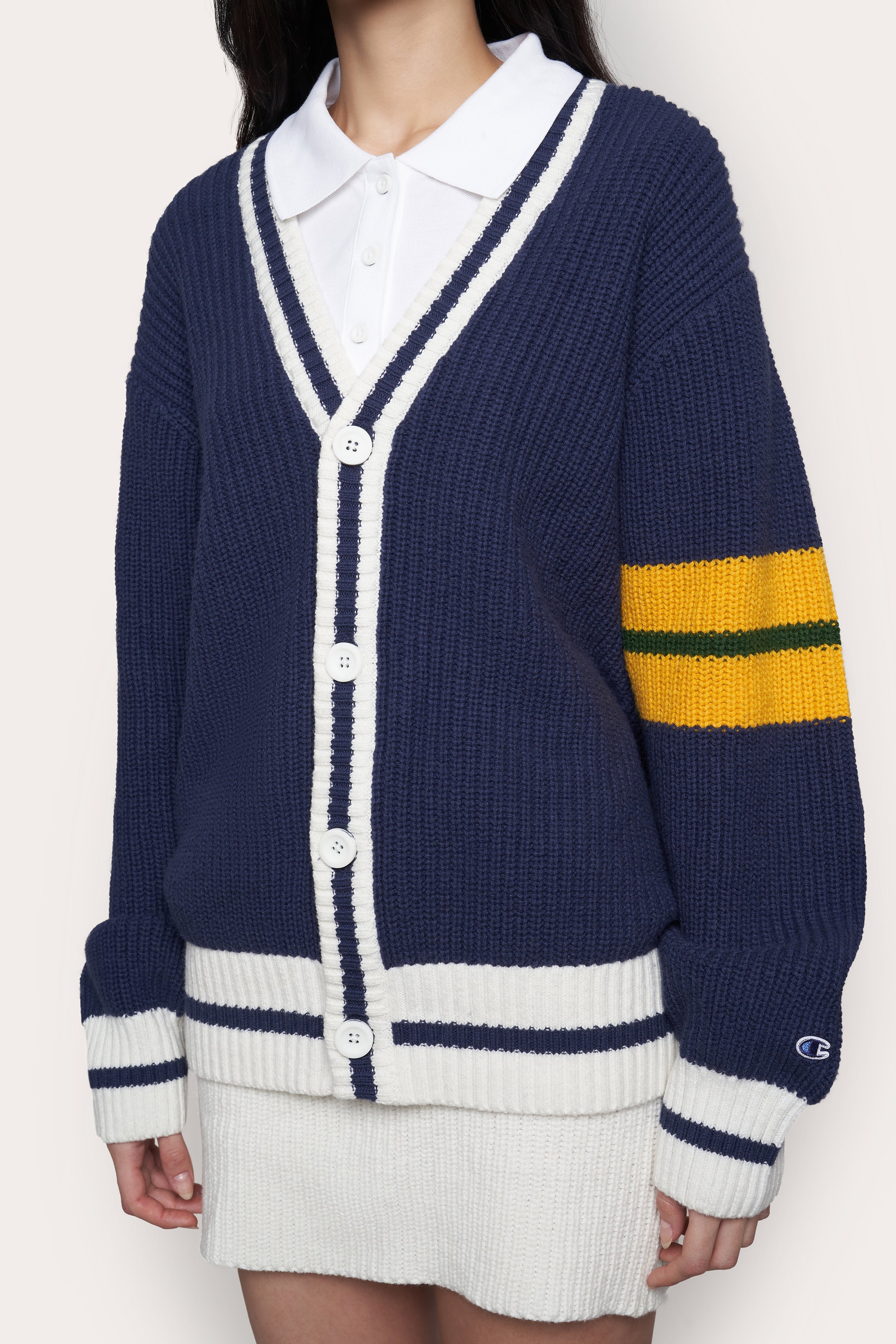 Guizio x Champion Knit Cardigan in Imperial Indigo