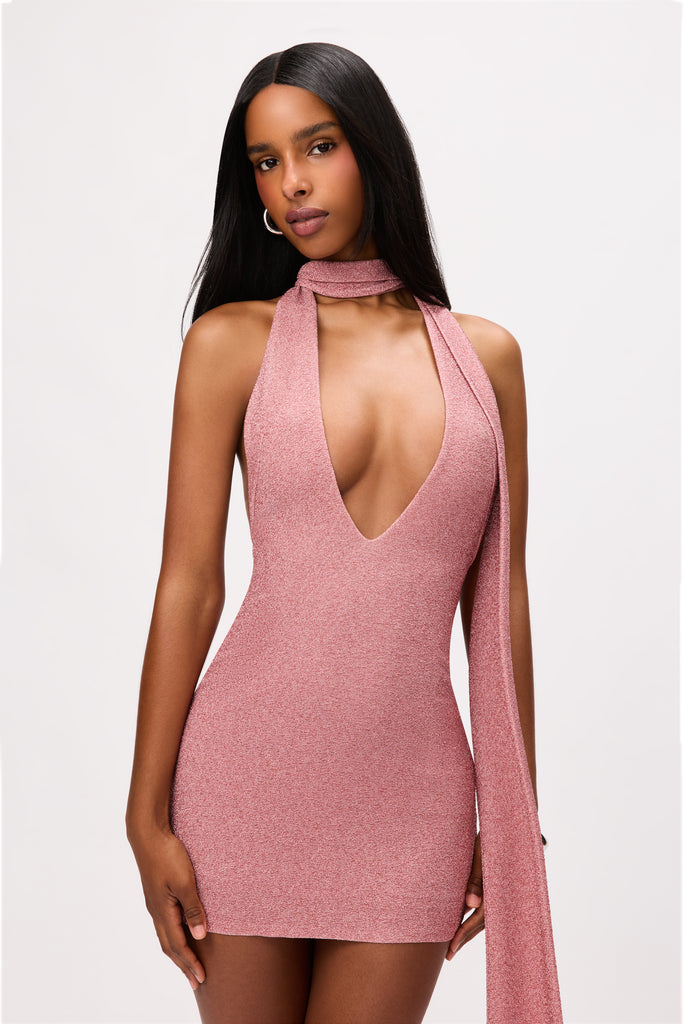 Niko Dress in Metallic Rose Pink