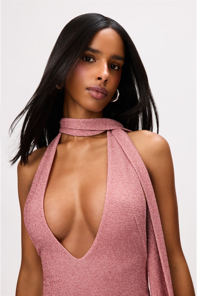 Niko Dress in Metallic Rose Pink