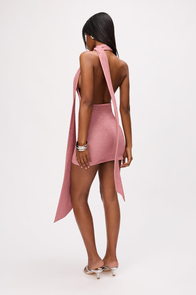 Niko Dress in Metallic Rose Pink