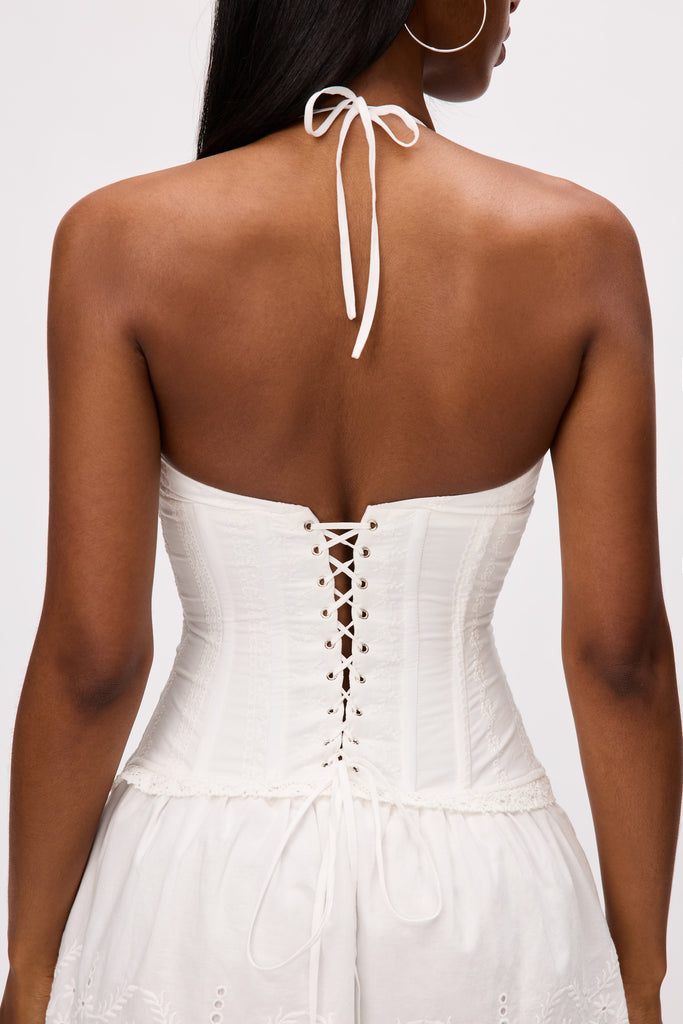 Marini Eyelet Mini Dress in White