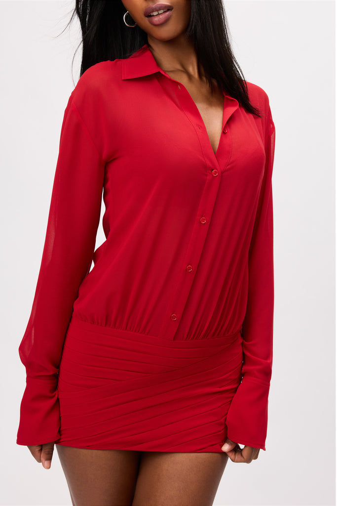 Marseille Shirt Dress in Red Love