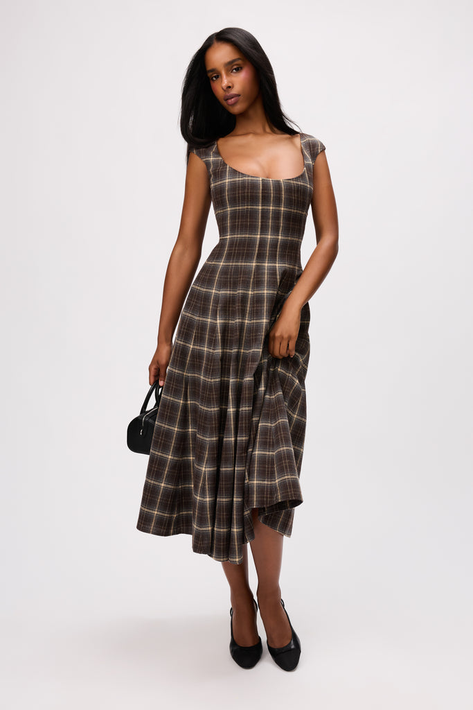 Leila Dress in Blue Tartan