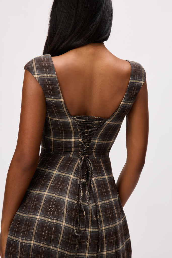 Leila Dress in Blue Tartan