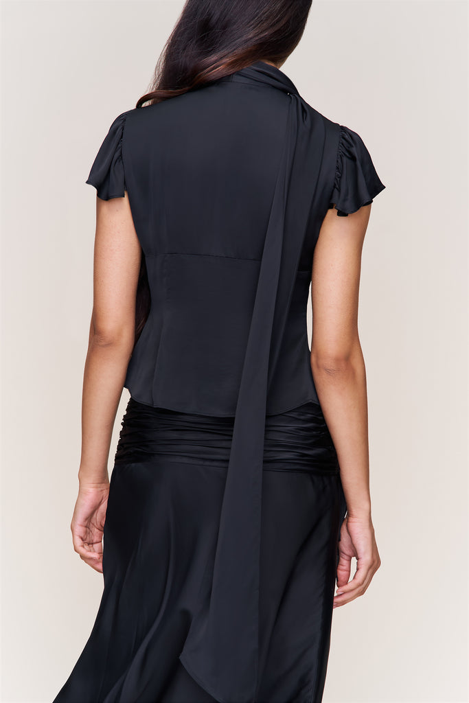 Ara Satin Top in Black