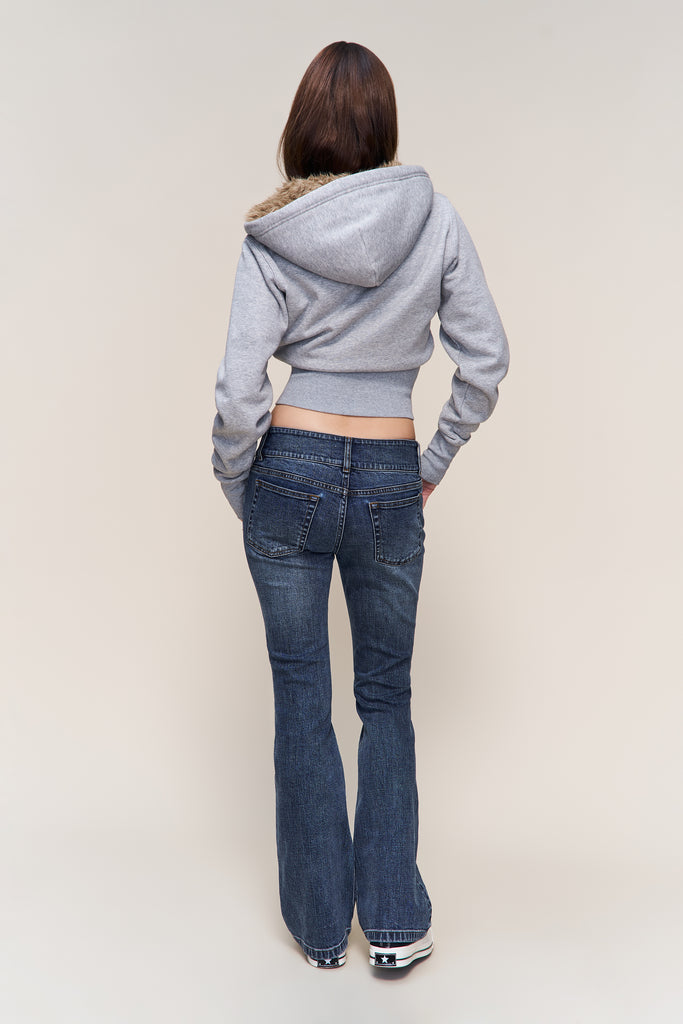 Guizio Zip Up Fitted Fur Hoodie