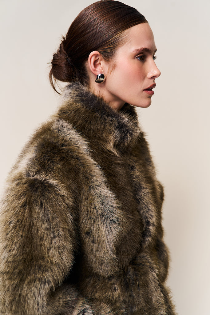 Monroe Fur Coat in Olive